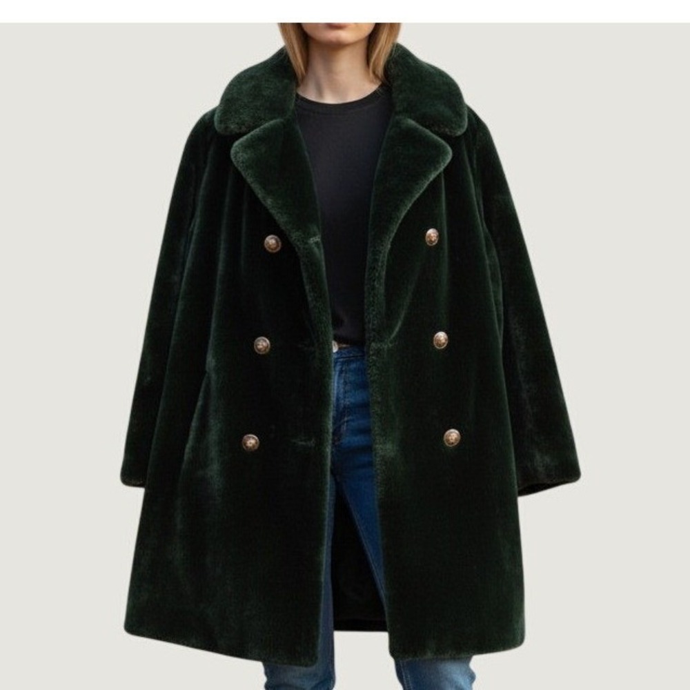 Vintage Borgazia Womens Brown Faux Fur Coat‎ Button Front Fits Large Winter